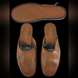 Armando Cabral Men's Brown Leather Slippers With Carry Case